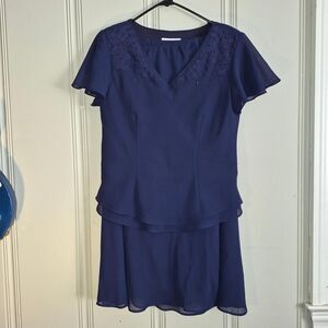 Karin Stevens Women's Navy Blue Two Piece Dress